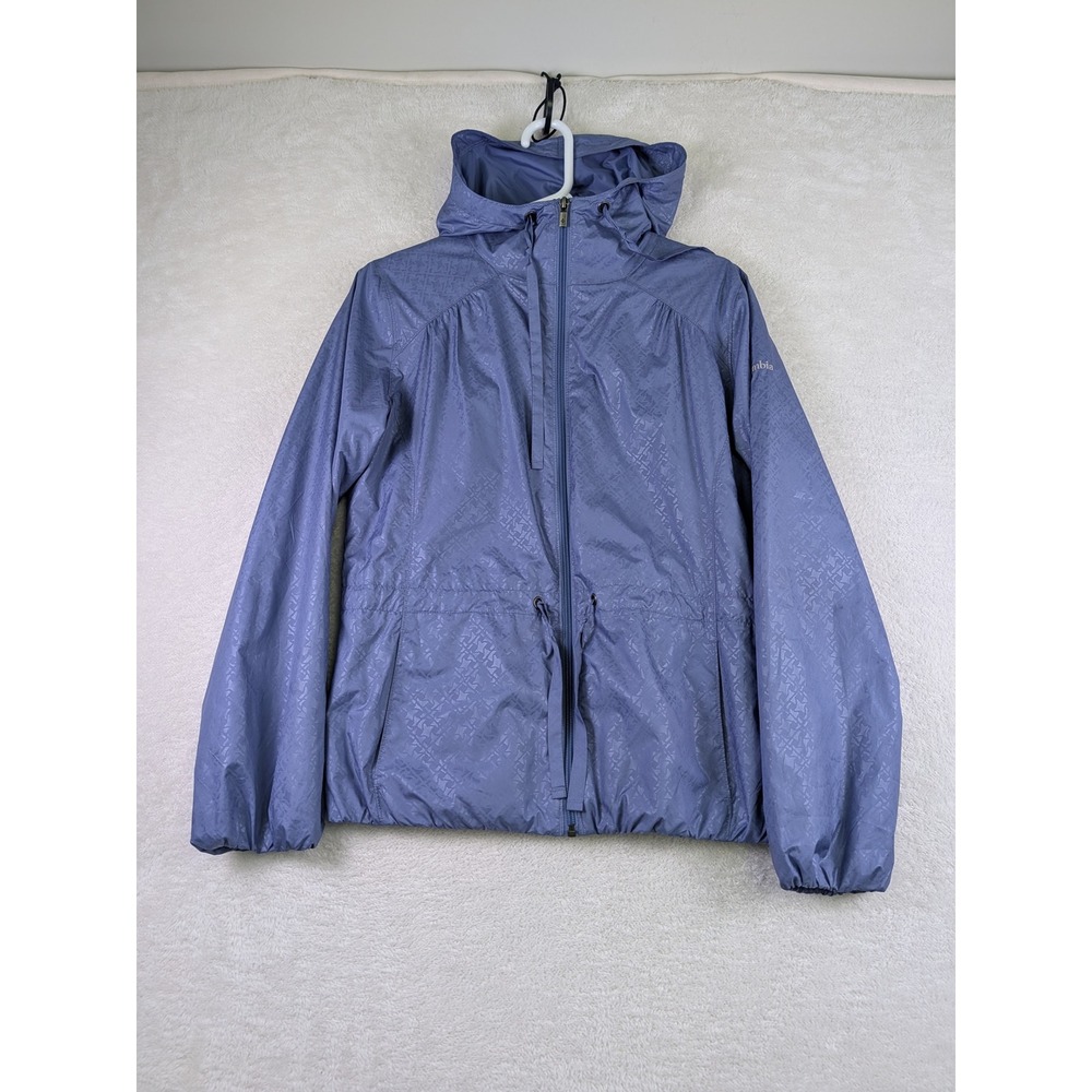 Columbia Womens Periwinkle Blue Hooded Windbreaker Jacket Full Zip Size M C1732